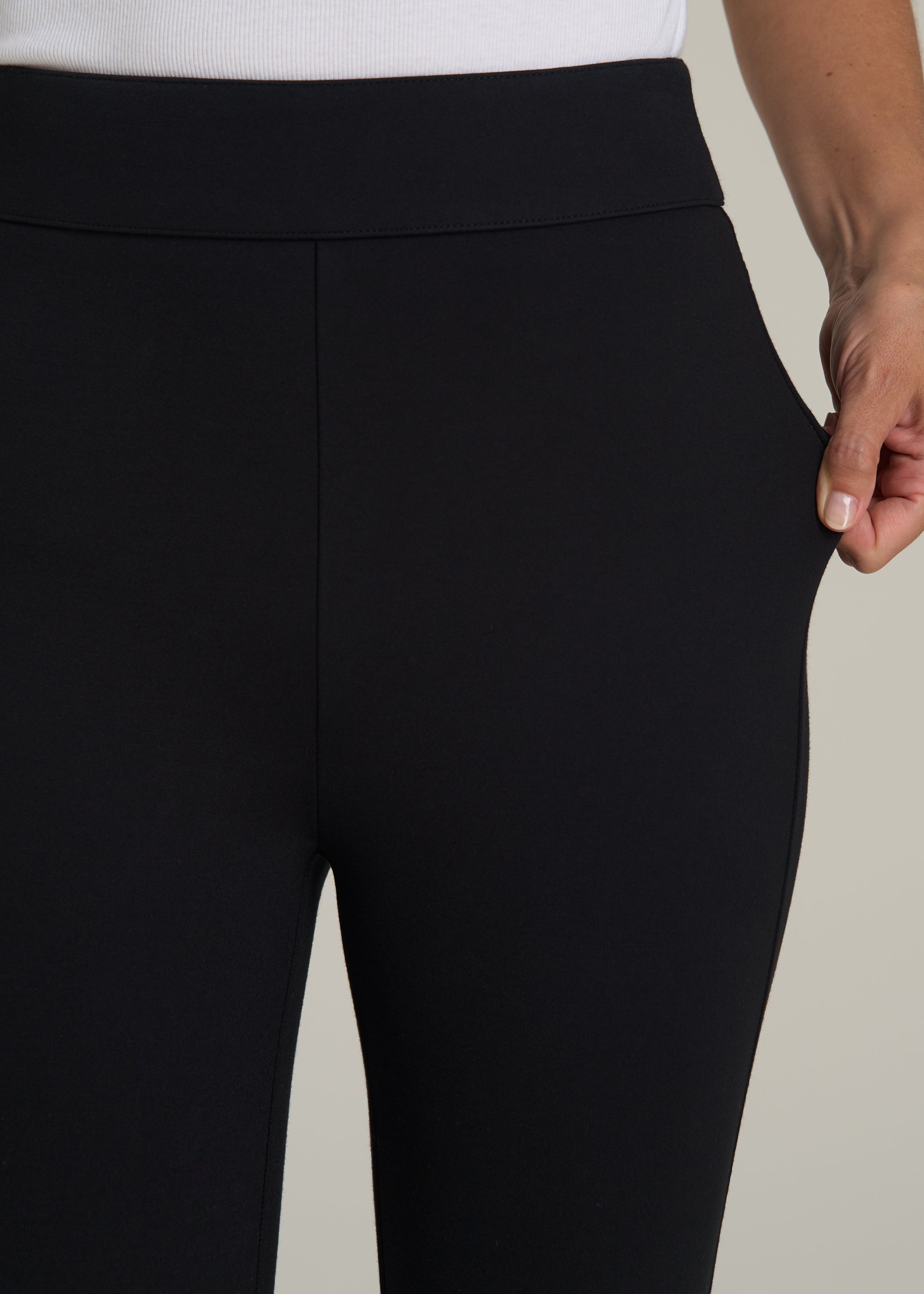Soft Flex Ponte Stirrup Pants for Tall Women in Black