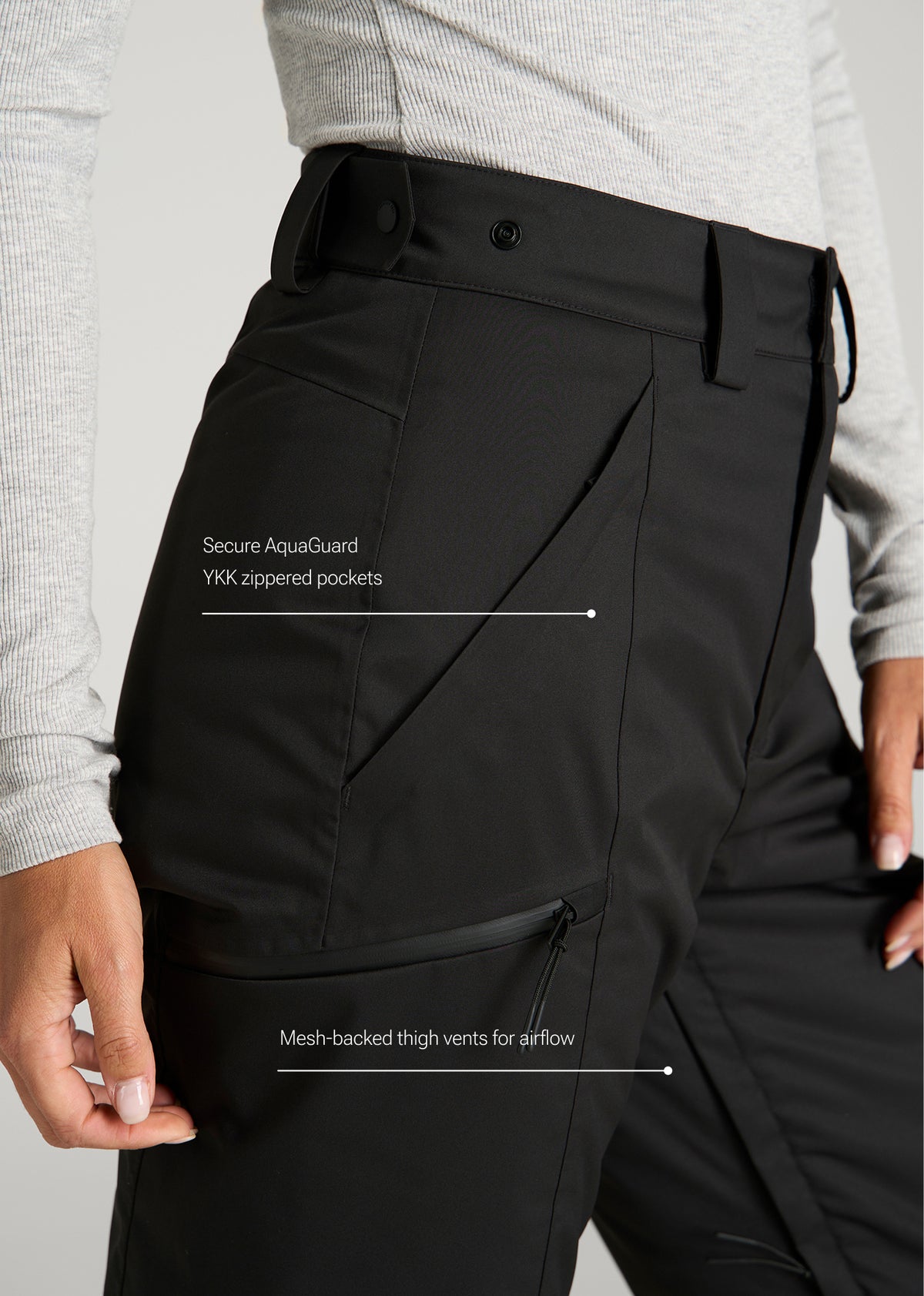 Insulated Ski Pants for Tall Women in Black