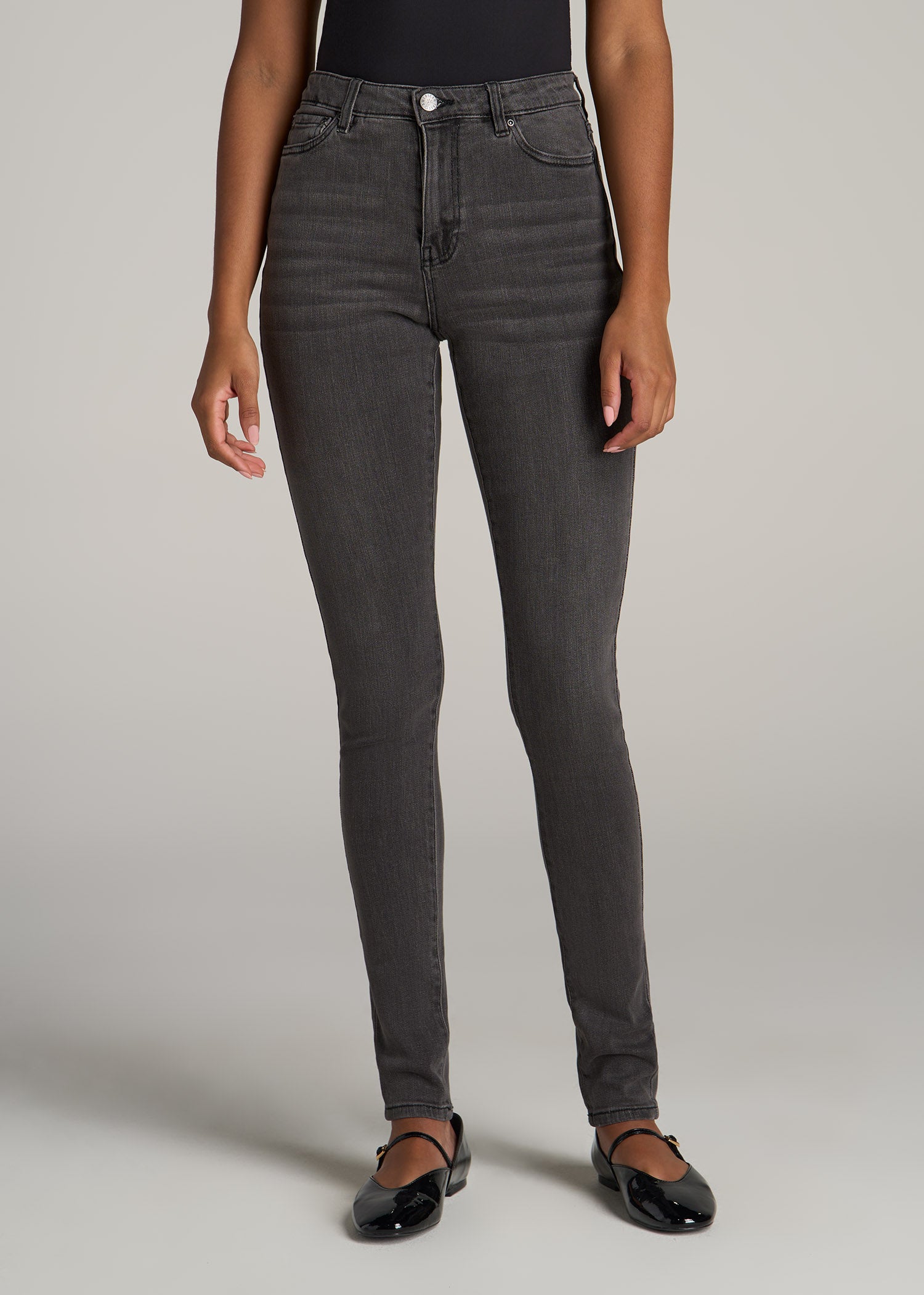 High Waisted Luxe Comfort Faux Leather Stripe Skinny Columnist