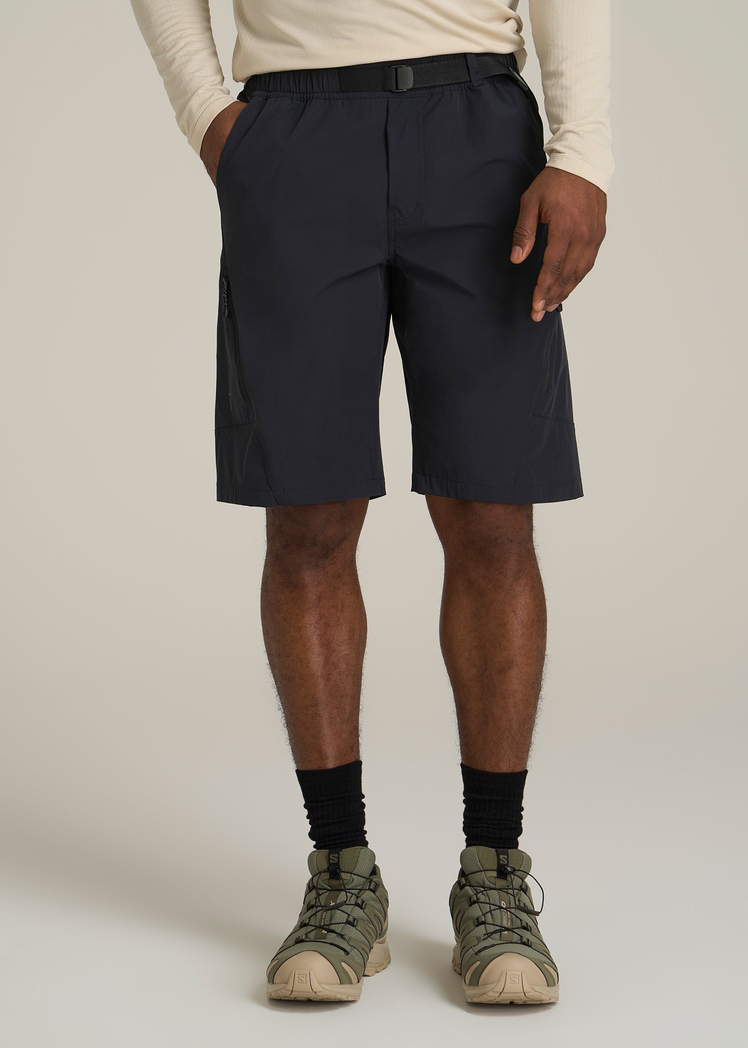 10 Pocket Hiking Short for Tall Men in Black