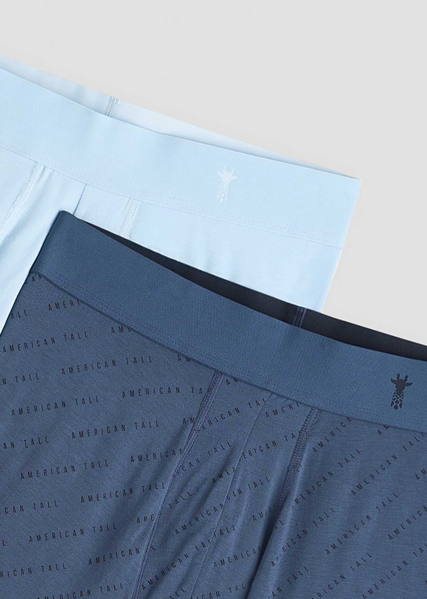 Micro Modal Boxer Briefs for Tall Men in Blue Print/ Ice Blue