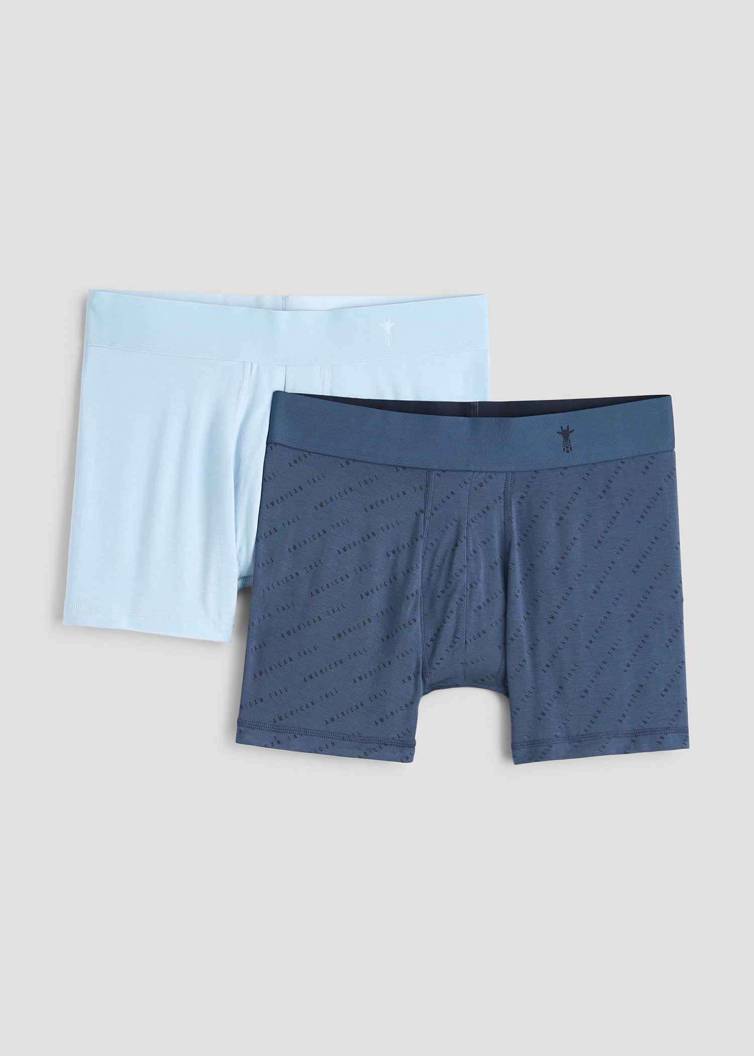 Micro Modal Boxer Briefs for Tall Men in Blue Print/ Ice Blue