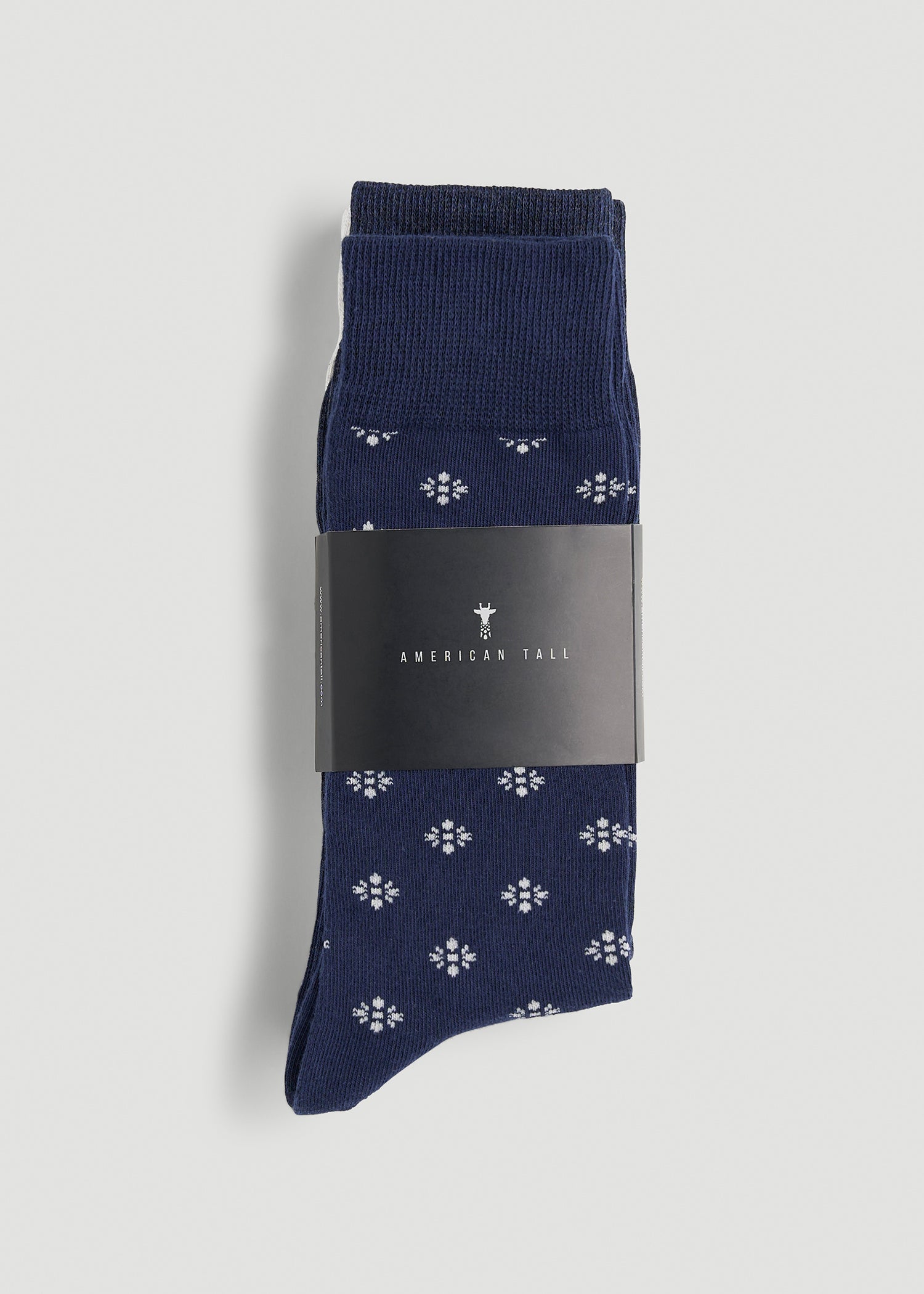 Dress Socks Size 14 to 17 (3-Pack) for Tall Men in Navy/White Sand