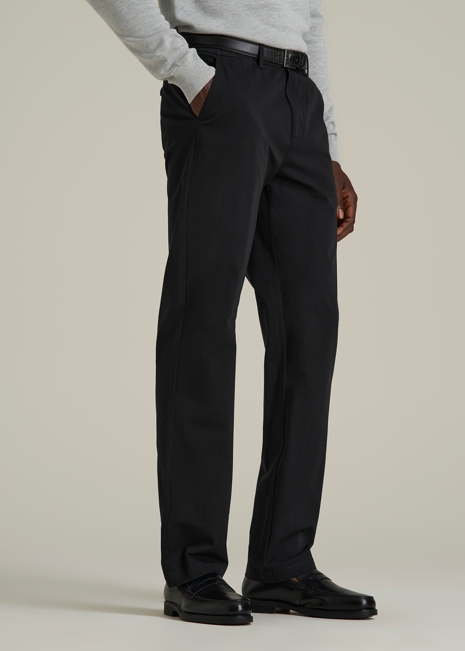 4 Way Stretch Commuter RELAXED Chino Pants for Tall Men in Black