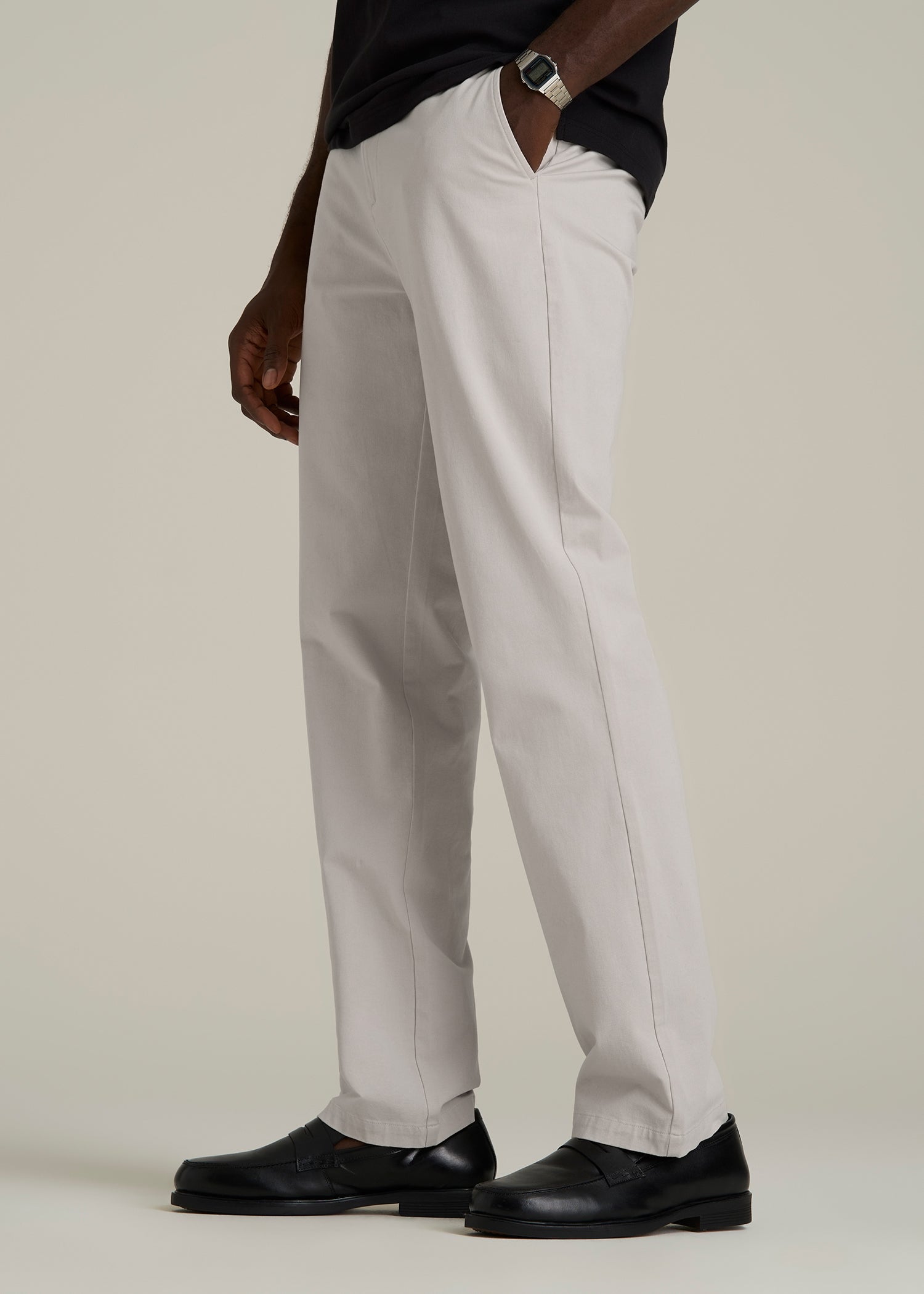 4 Way Stretch Commuter RELAXED Chino Pants for Tall Men in Drywall Tan