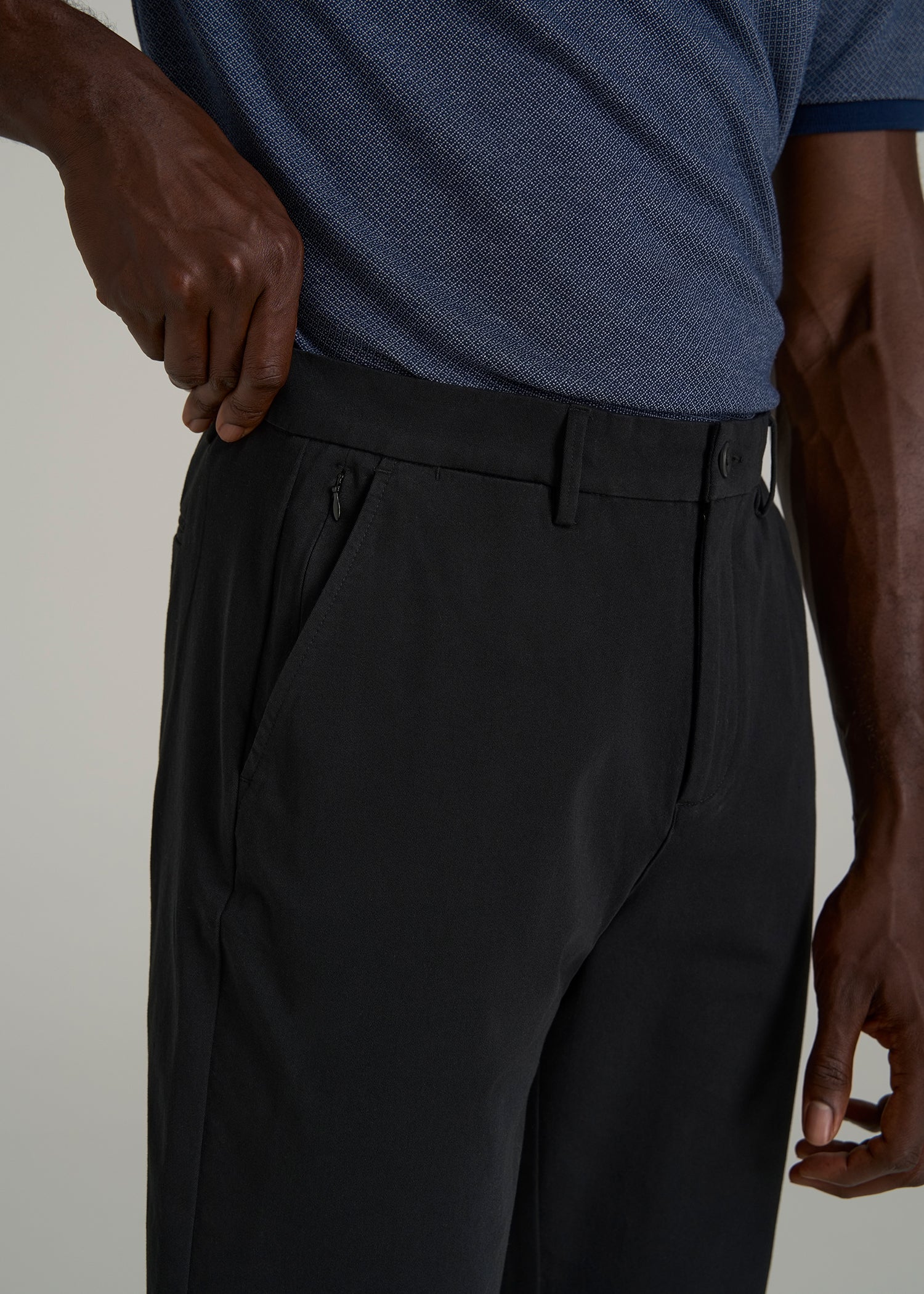 4 Way Stretch Commuter STRAIGHT Leg Chino Pants for Tall Men in Black