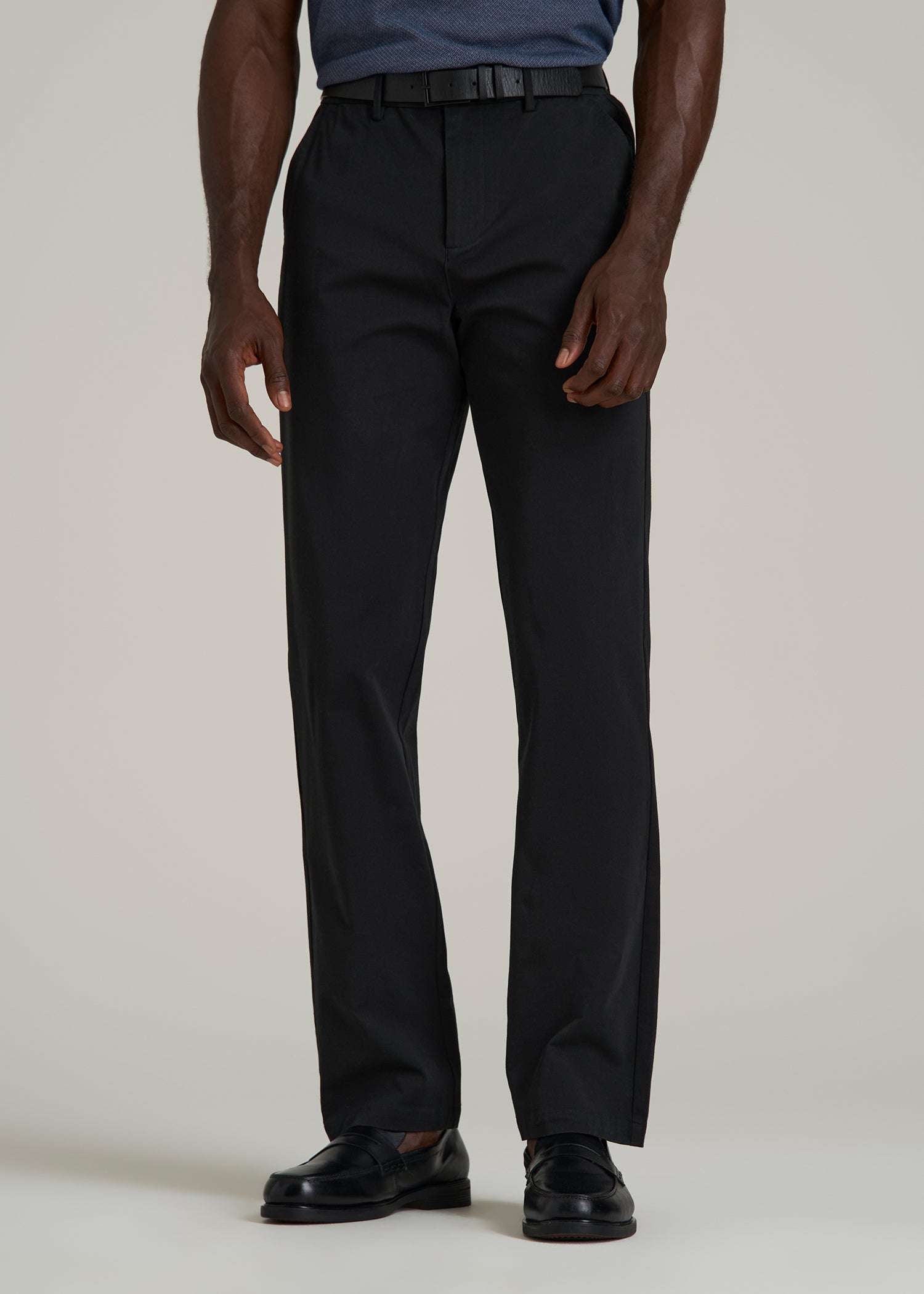 4 Way Stretch Commuter STRAIGHT Leg Chino Pants for Tall Men in Black