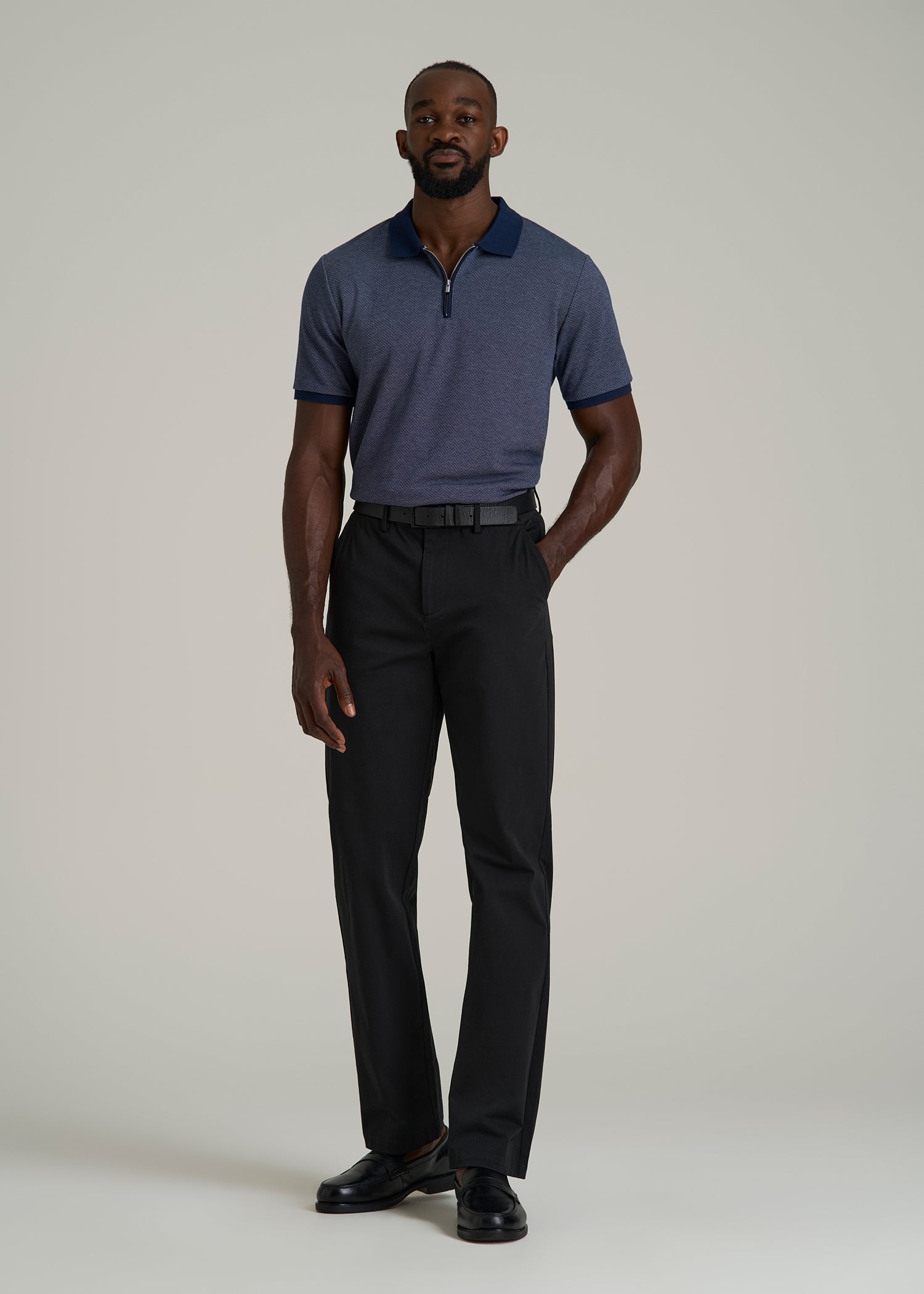 4 Way Stretch Commuter STRAIGHT Leg Chino Pants for Tall Men in Black