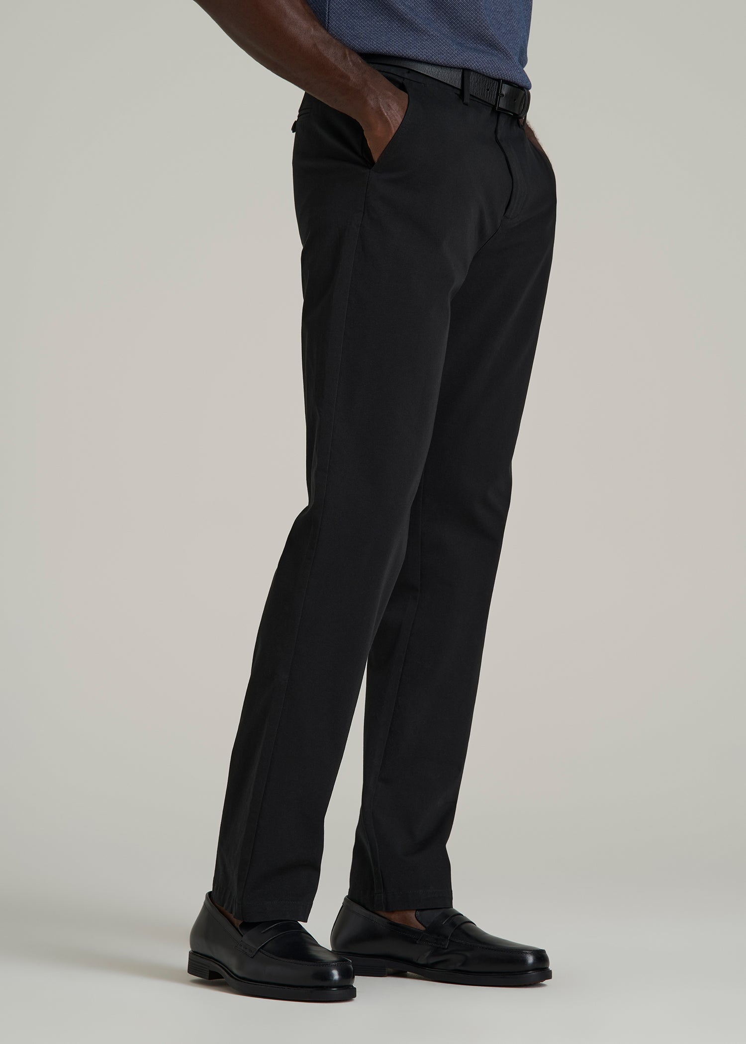 4 Way Stretch Commuter STRAIGHT Leg Chino Pants for Tall Men in Black