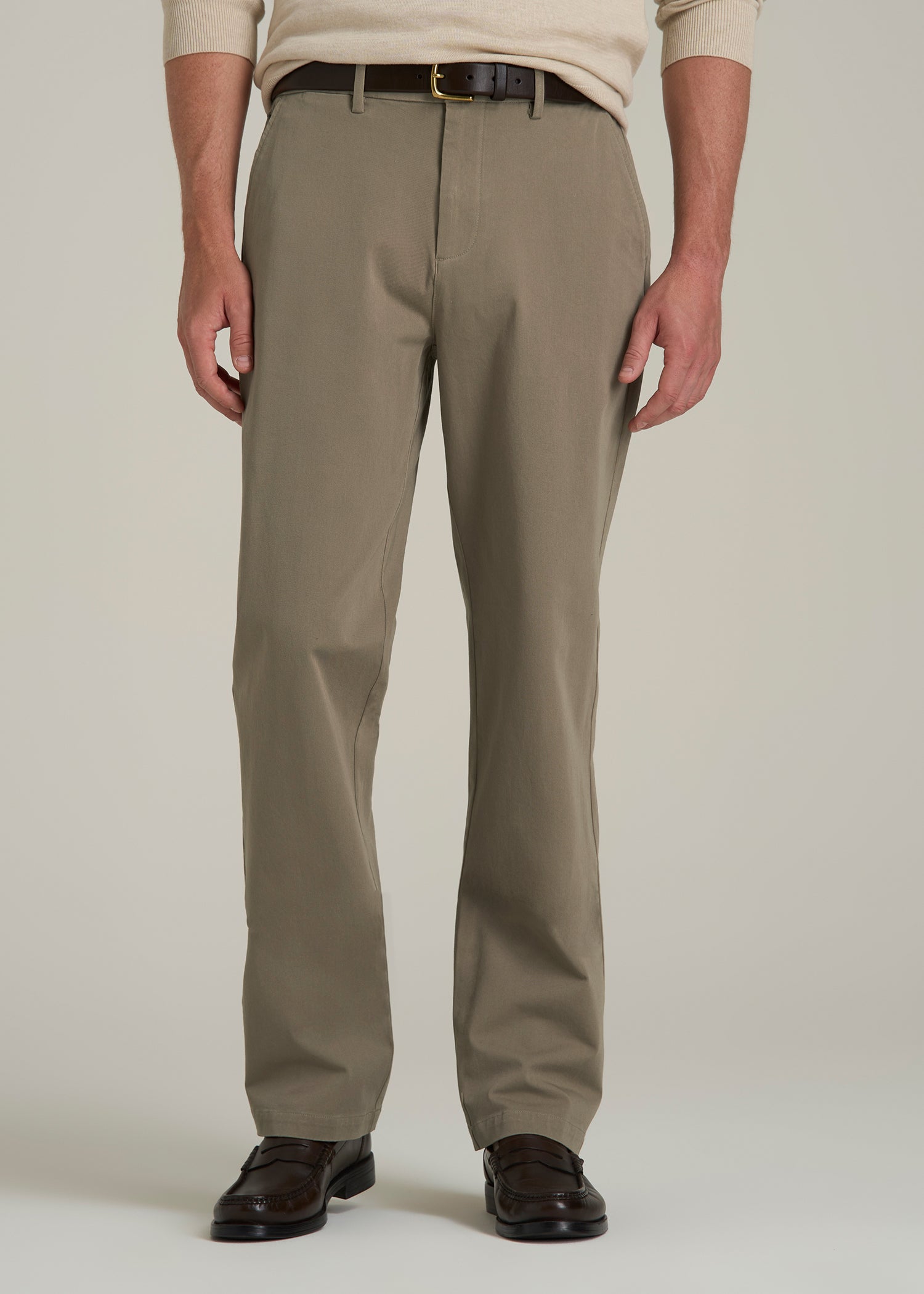 4 Way Stretch Commuter Straight Chino Pants in Dusty Khaki