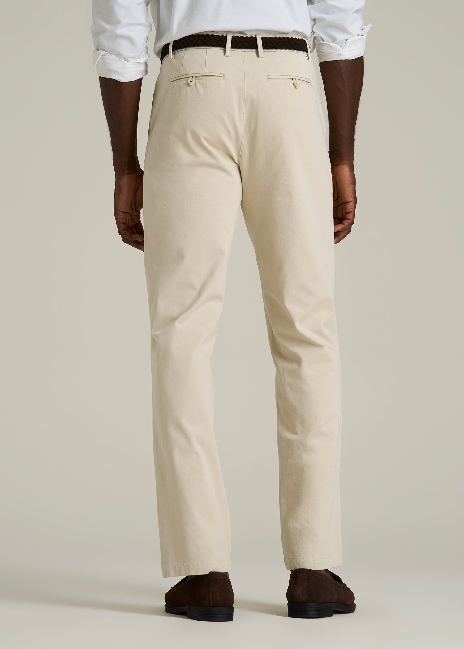 4 Way Stretch Commuter STRAIGHT Leg Chino Pants for Tall Men in Light Stone