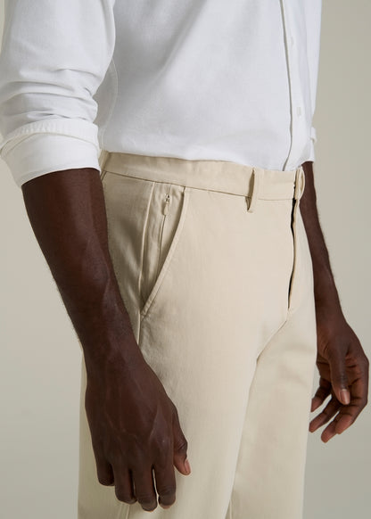 4 Way Stretch Commuter STRAIGHT Leg Chino Pants for Tall Men in Light Stone