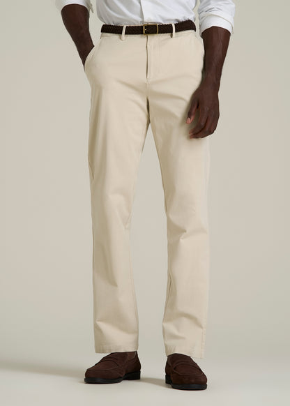 4 Way Stretch Commuter STRAIGHT Leg Chino Pants for Tall Men in Light Stone