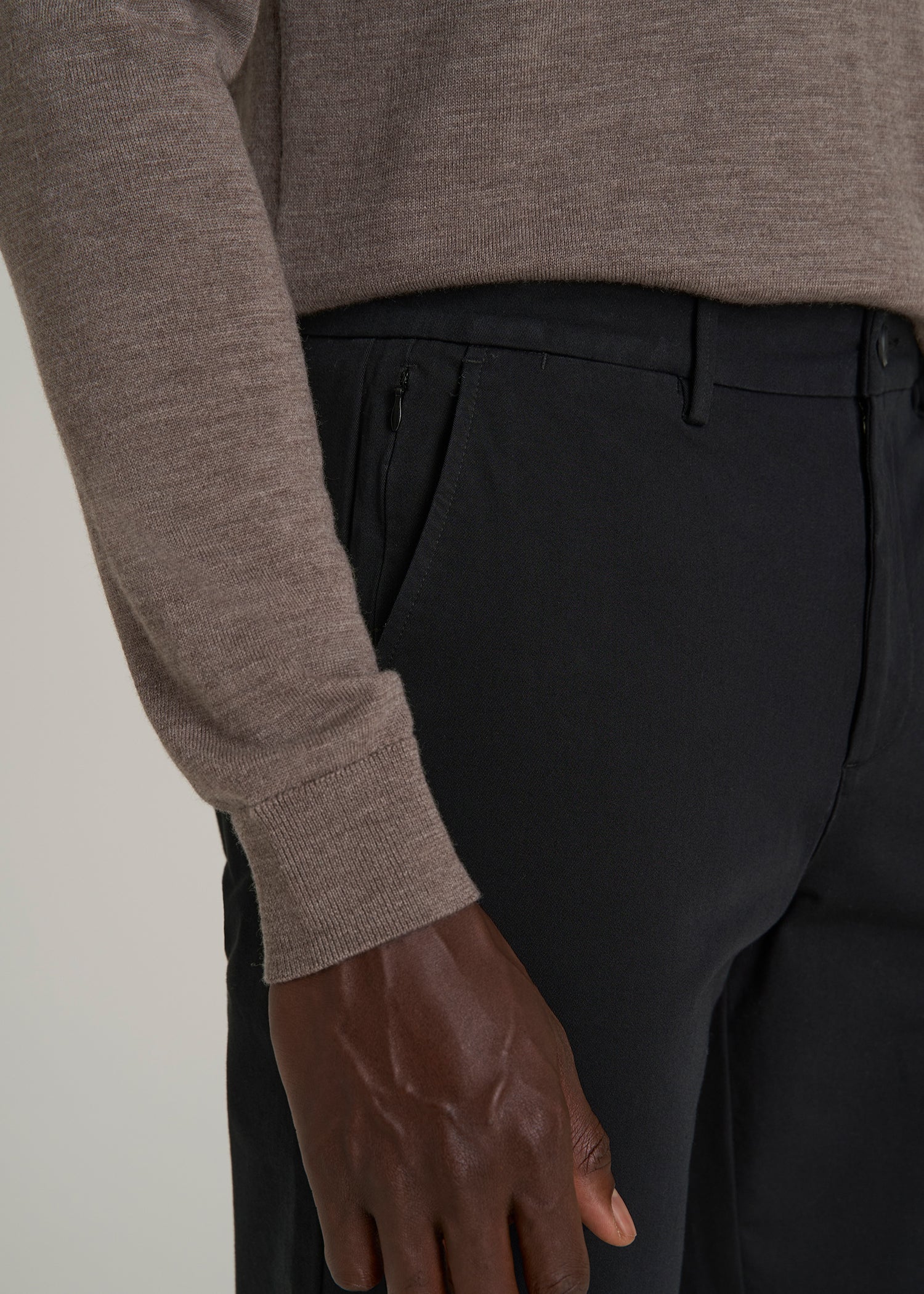 4 Way Stretch Commuter TAPERED Chino Pants for Tall Men in Black