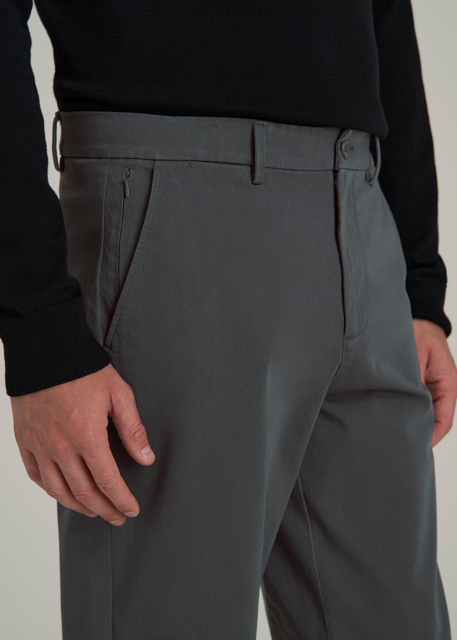 4-Way Stretch Commuter Tapered Chino Pants for Tall Men in Dark Ash