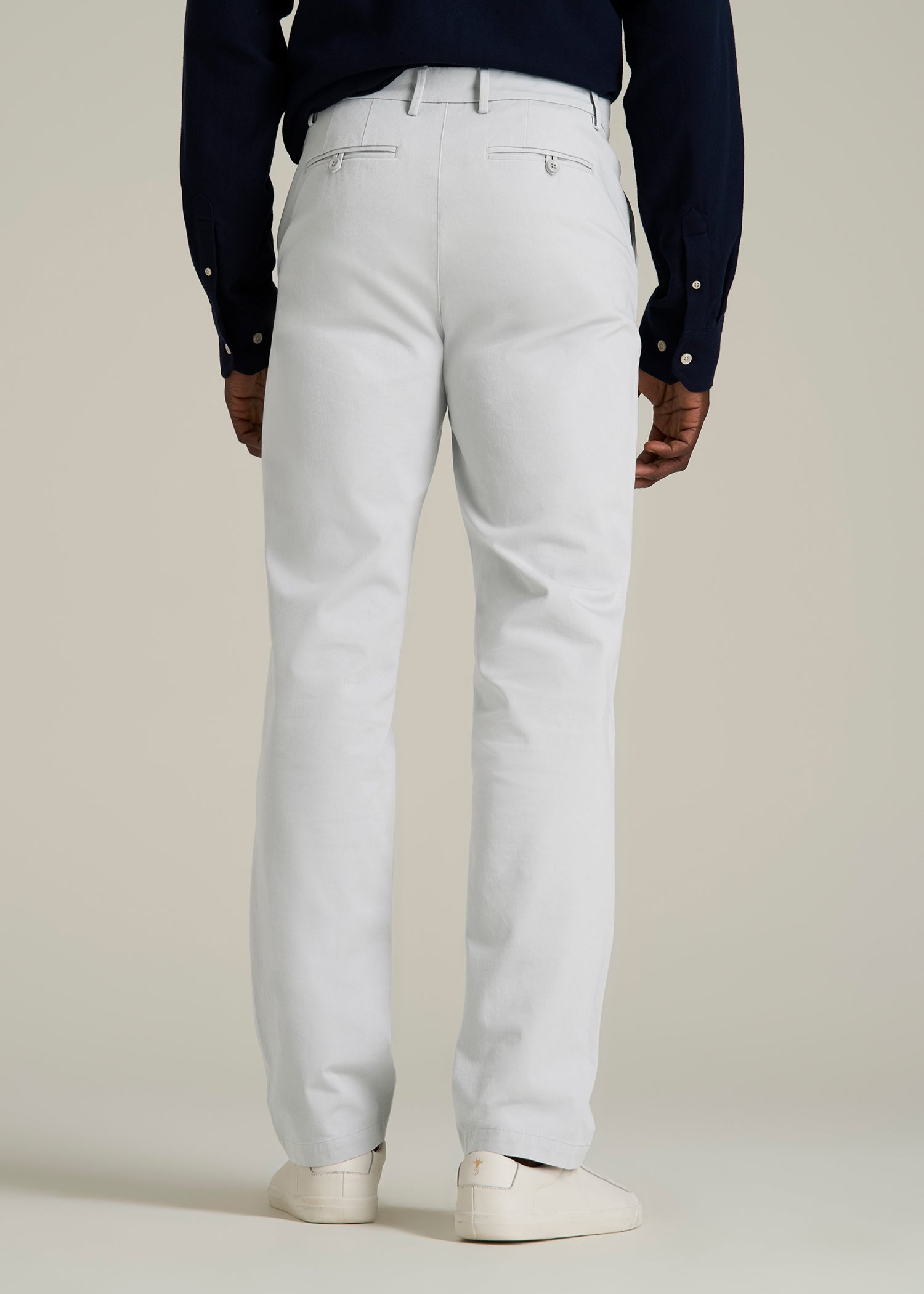 4 Way Stretch Commuter TAPERED Chino Pants for Tall Men in Silver Drop