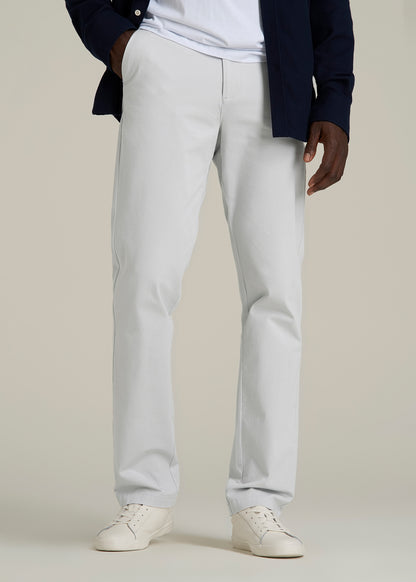 4 Way Stretch Commuter TAPERED Chino Pants for Tall Men in Silver Drop