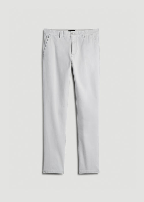 4 Way Stretch Commuter TAPERED Chino Pants for Tall Men in Silver Drop