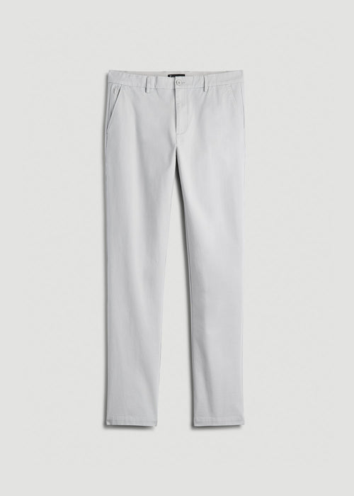 4 Way Stretch Commuter TAPERED Chino Pants for Tall Men in Silver Drop
