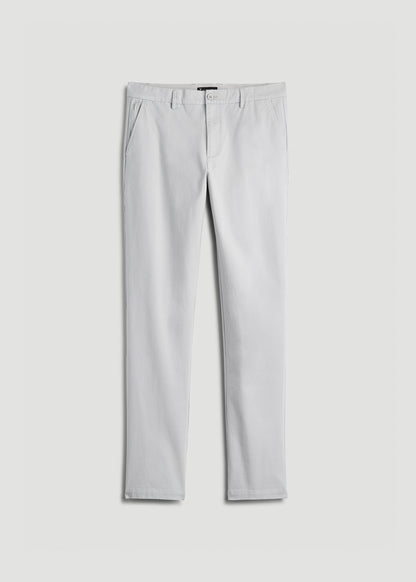 4 Way Stretch Commuter TAPERED Chino Pants for Tall Men in Silver Drop