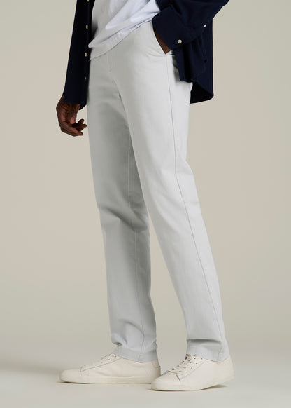 4 Way Stretch Commuter TAPERED Chino Pants for Tall Men in Silver Drop