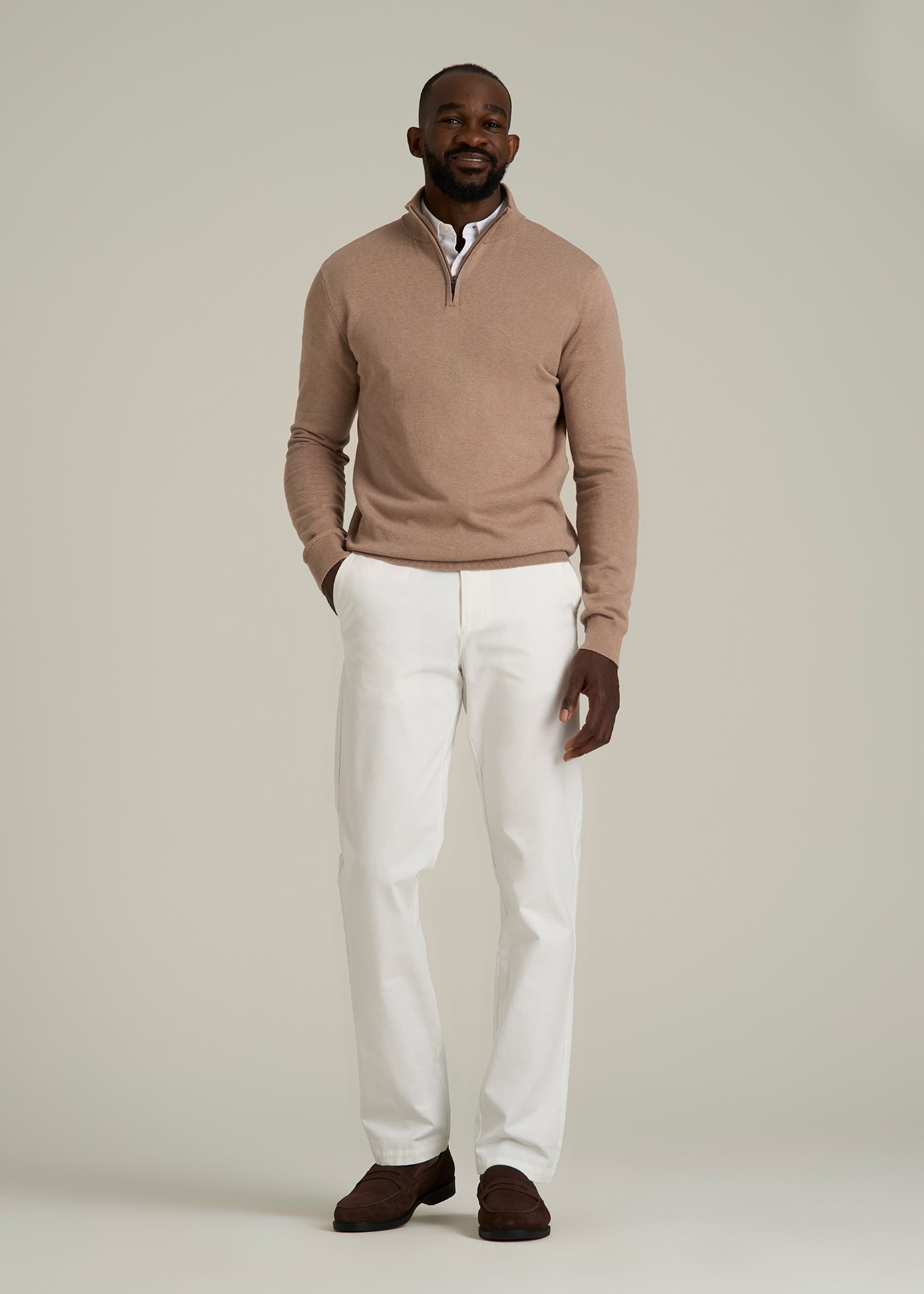 4 Way Stretch Commuter TAPERED Chino Pants for Tall Men in White Alyssum