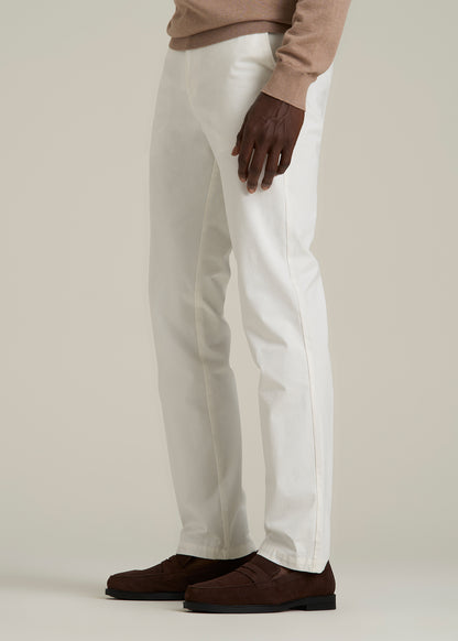 4 Way Stretch Commuter TAPERED Chino Pants for Tall Men in White Alyssum
