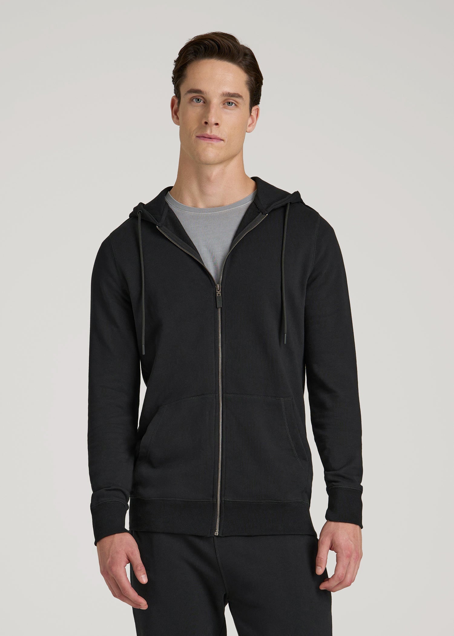 Men's Tall French Terry Zip Black Hoodie | American Tall