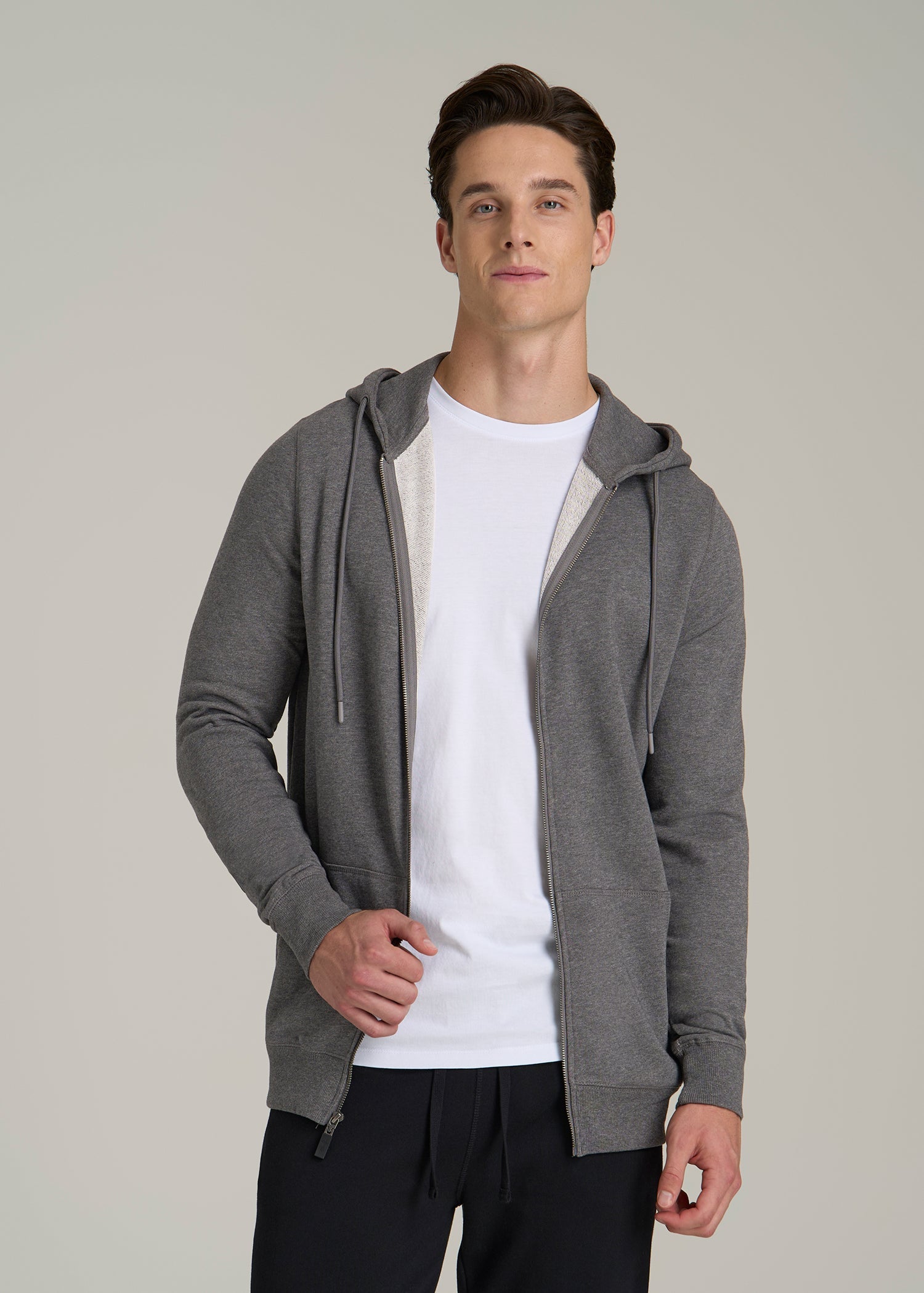 Men's Tall French Terry Zip Charcoal Hoodie American Tall