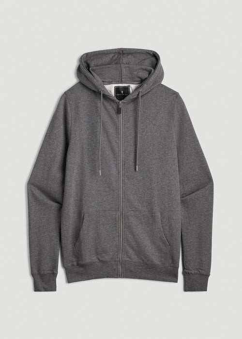 Wearever French Terry Full-Zip Hoodie for Tall Men in Charcoal Mix