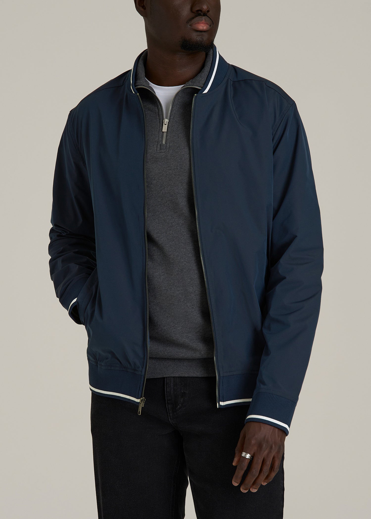 A.T. Bomber Jacket for Tall Men in Navy