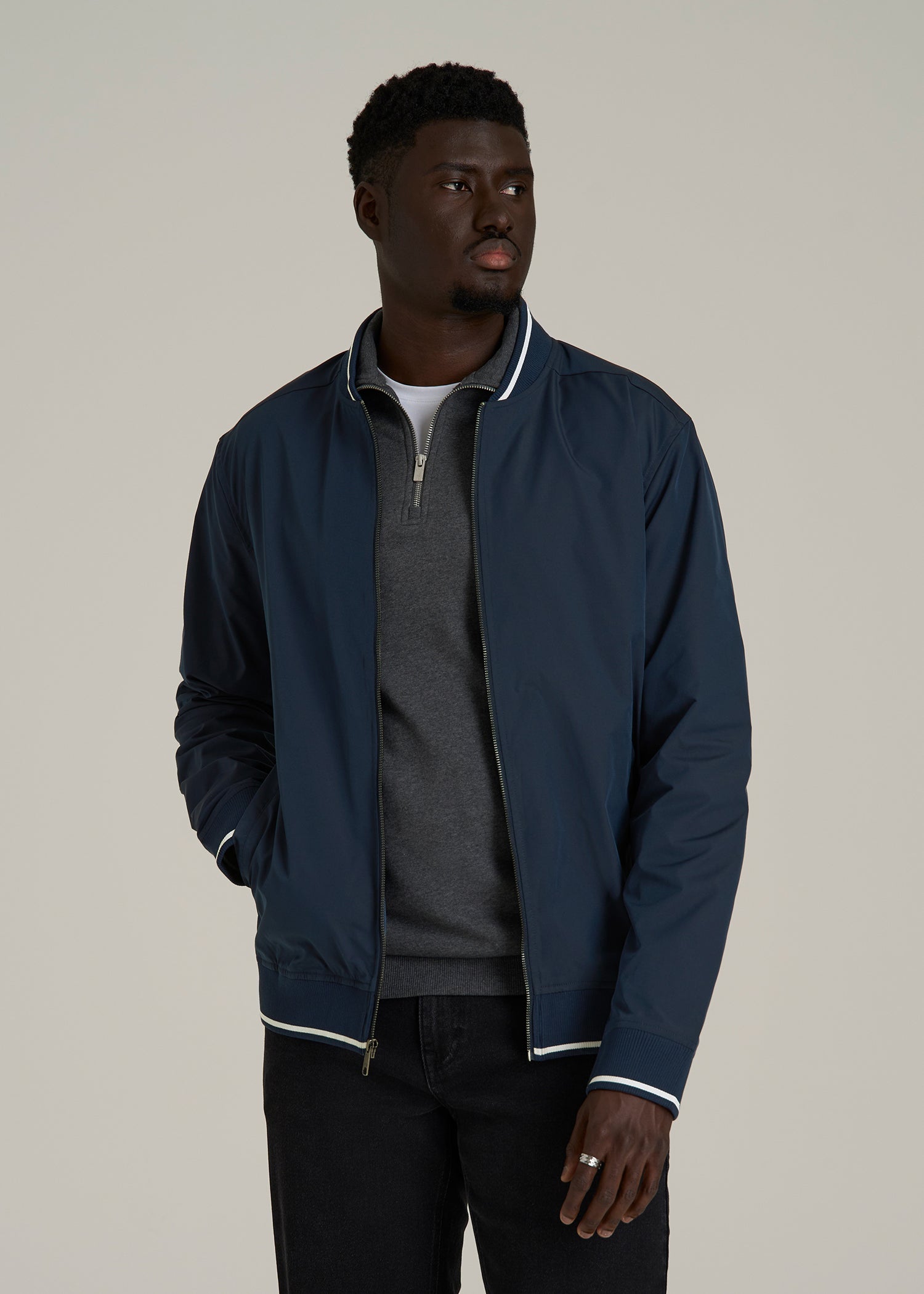 A.T. Bomber Jacket for Tall Men in Navy