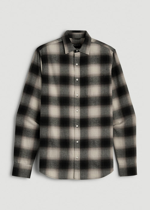 Nelson Flannel Shirt for Tall Men in Beige Blur Plaid