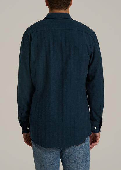 Nelson Flannel Shirt for Tall Men in Blue Chevron