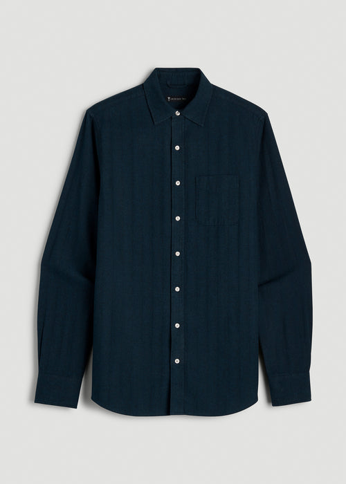 Nelson Flannel Shirt for Tall Men in Blue Chevron