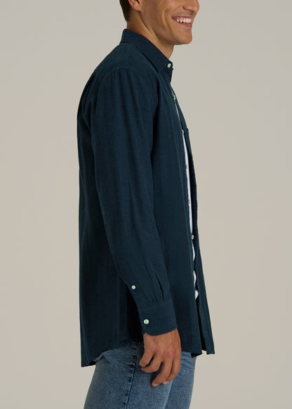 Nelson Flannel Shirt for Tall Men in Blue Chevron