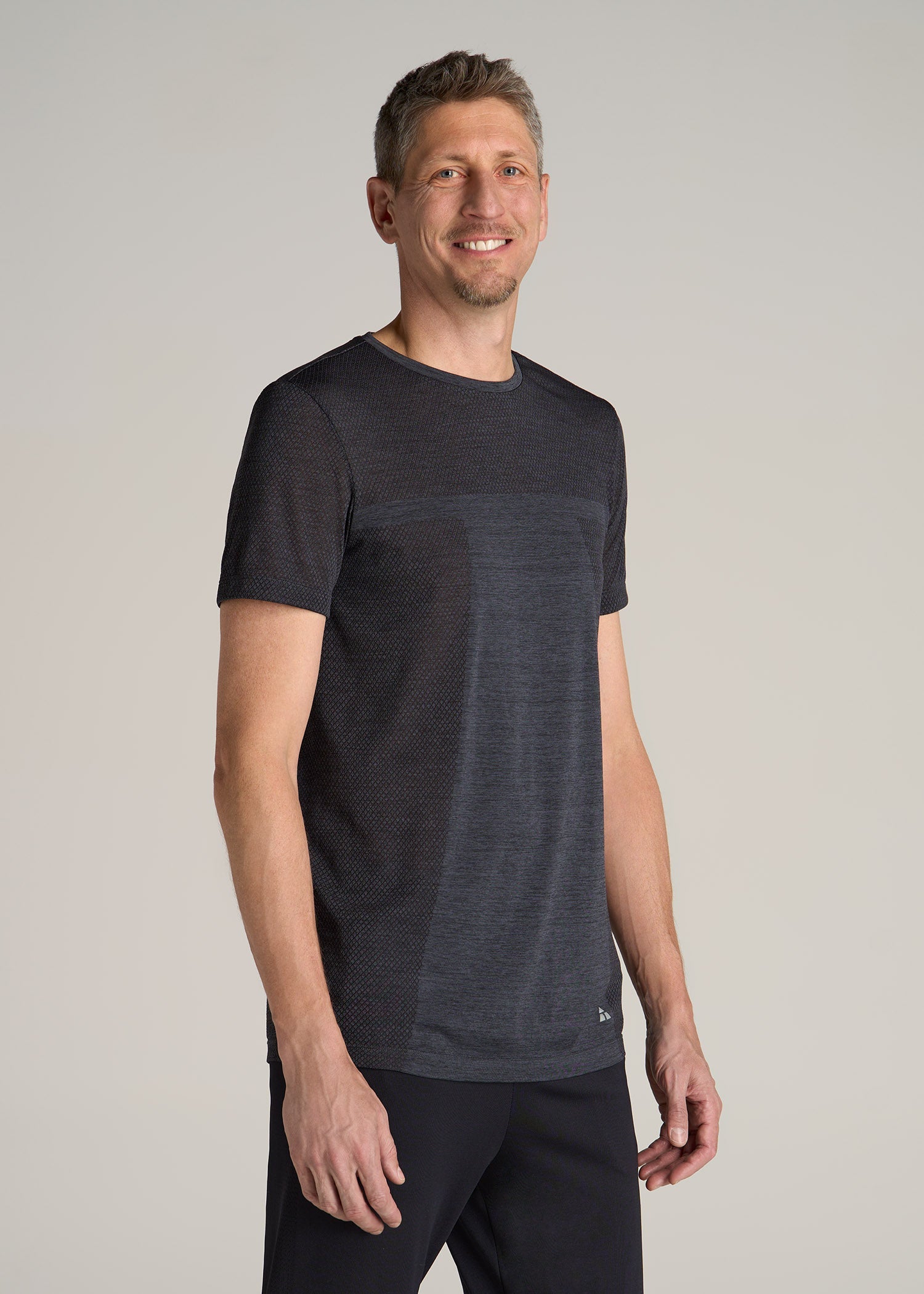 A.T. Performance Modern Fit Engineered Athletic Tee for Tall Men in Charcoal Mix