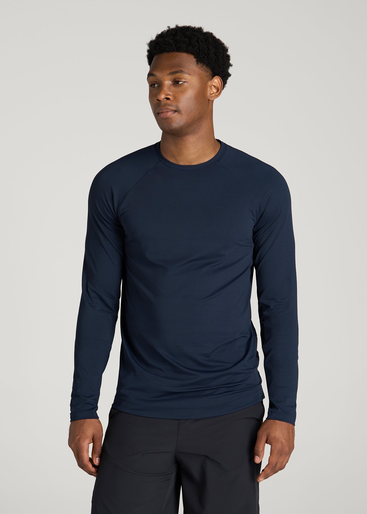 Air Knit Long Sleeves Performance Tshirt for Tall Men in Royal Navy