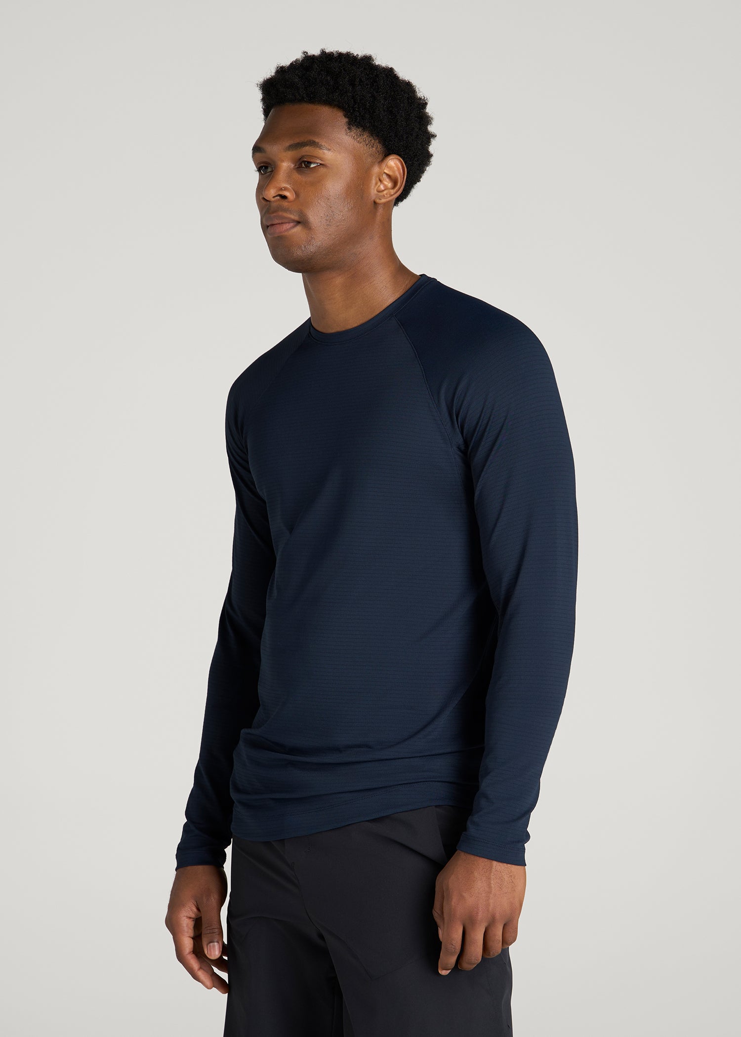 Air Knit Long Sleeves Performance Tshirt for Tall Men in Royal Navy