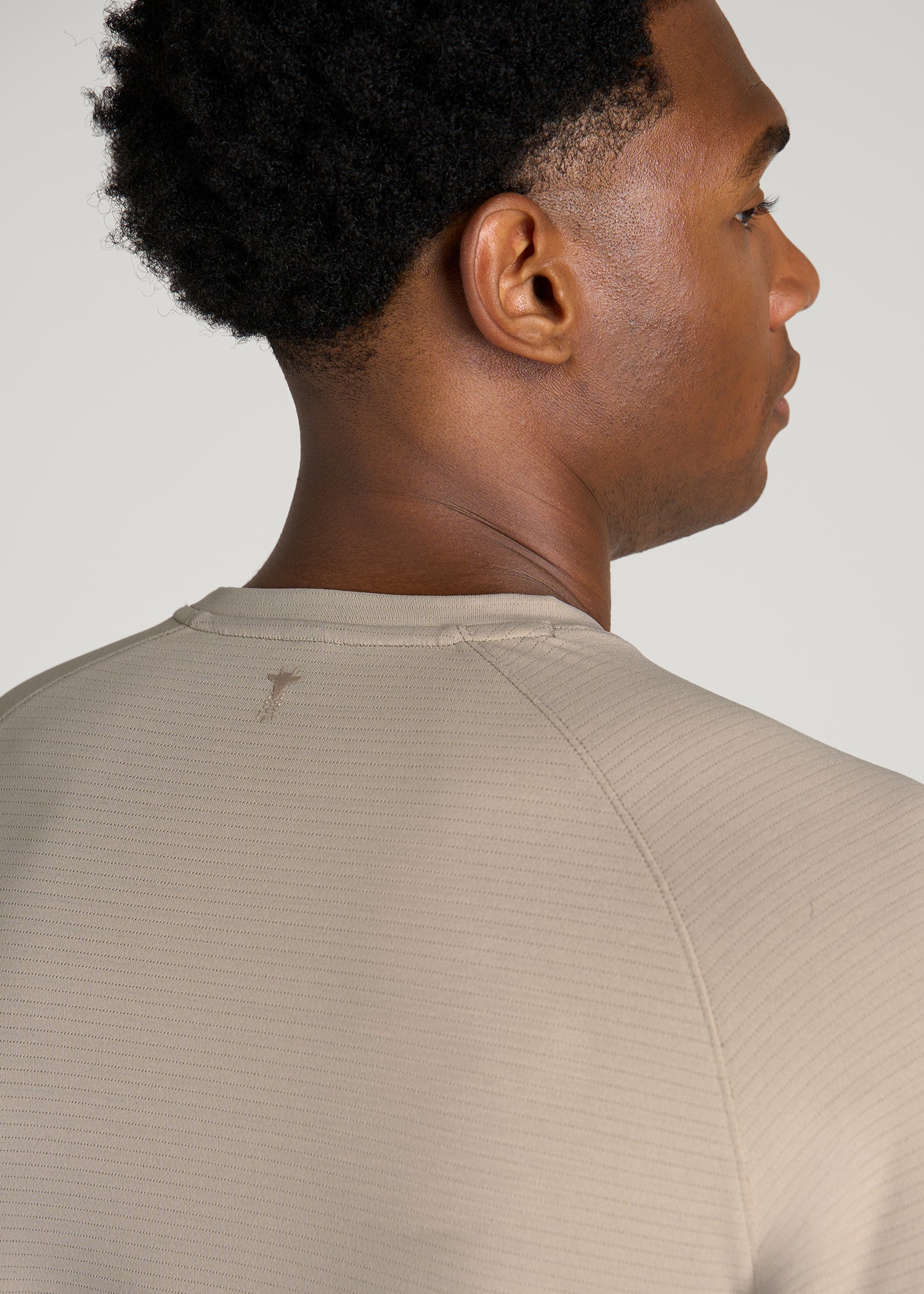Air Knit Long Sleeves Performance Tshirt for Tall Men in Simply Taupe