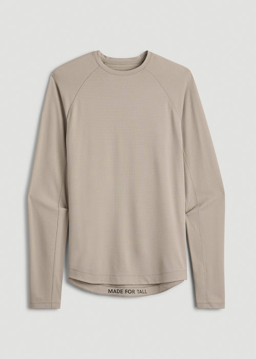 Air Knit Long Sleeves Performance Tshirt for Tall Men in Simply Taupe