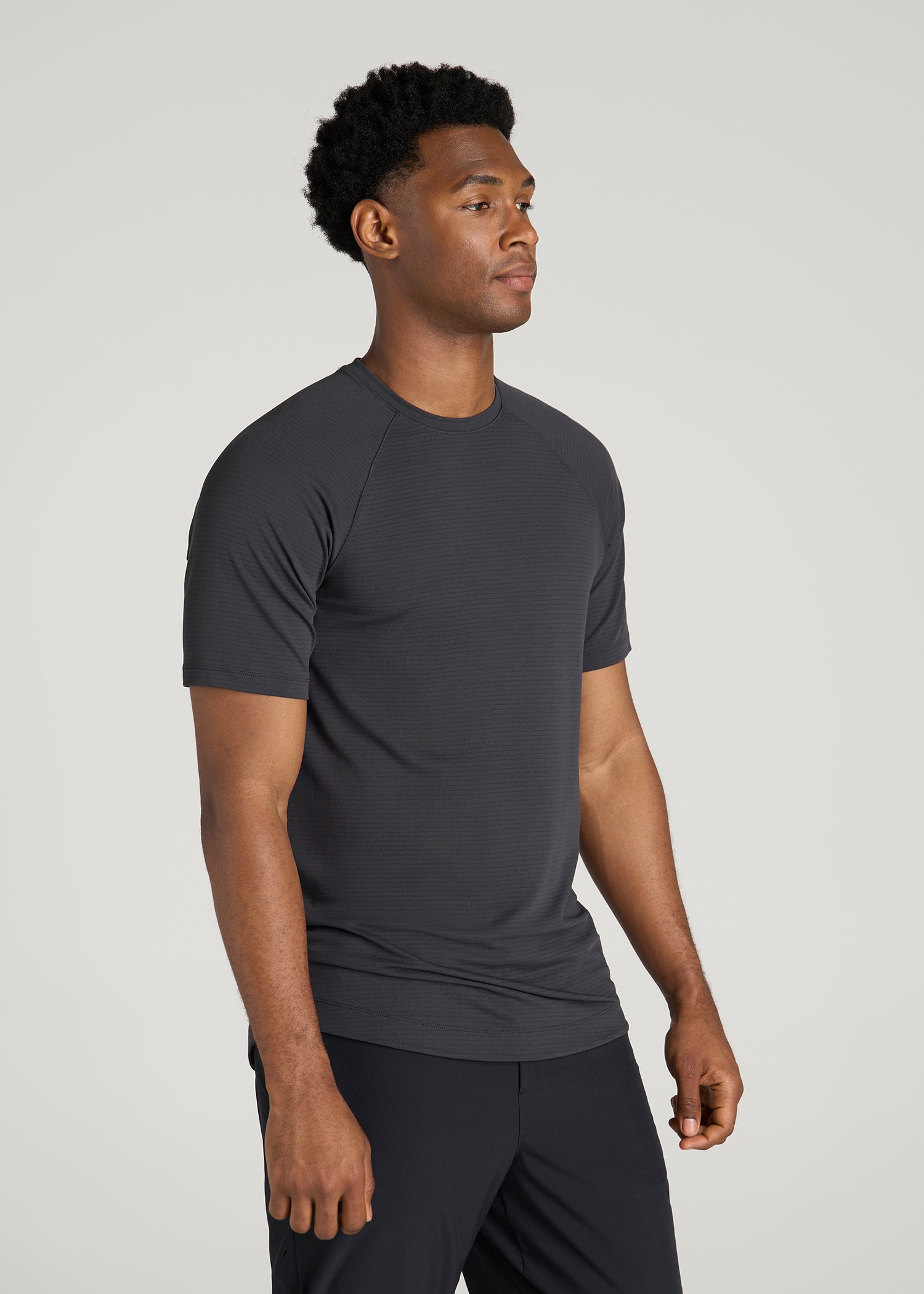 Air Knit Short Sleeves Performance Tshirt for Tall Men in Mid Grey