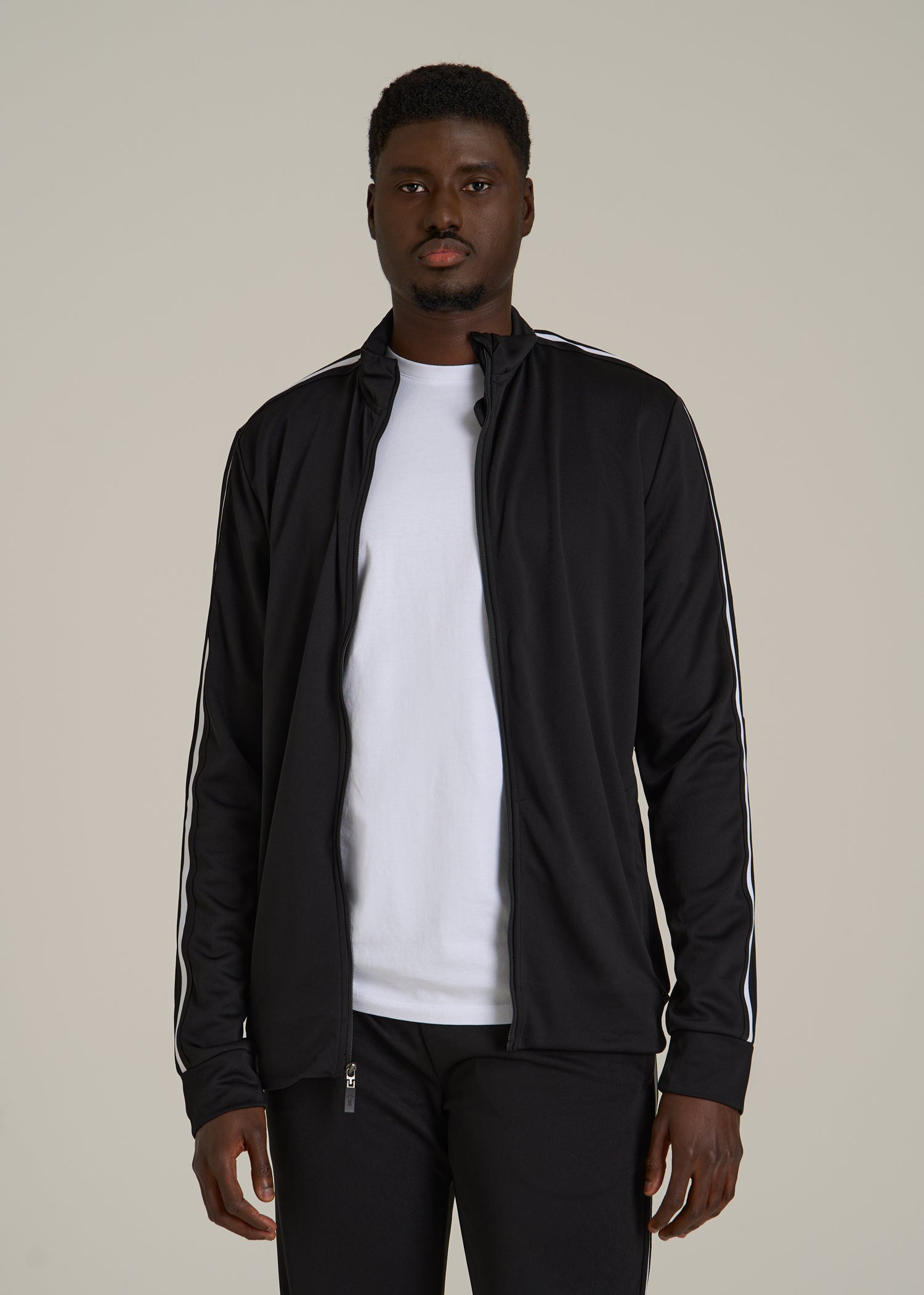 Athletic Stripe Jacket for Tall Men in Black-White Stripe