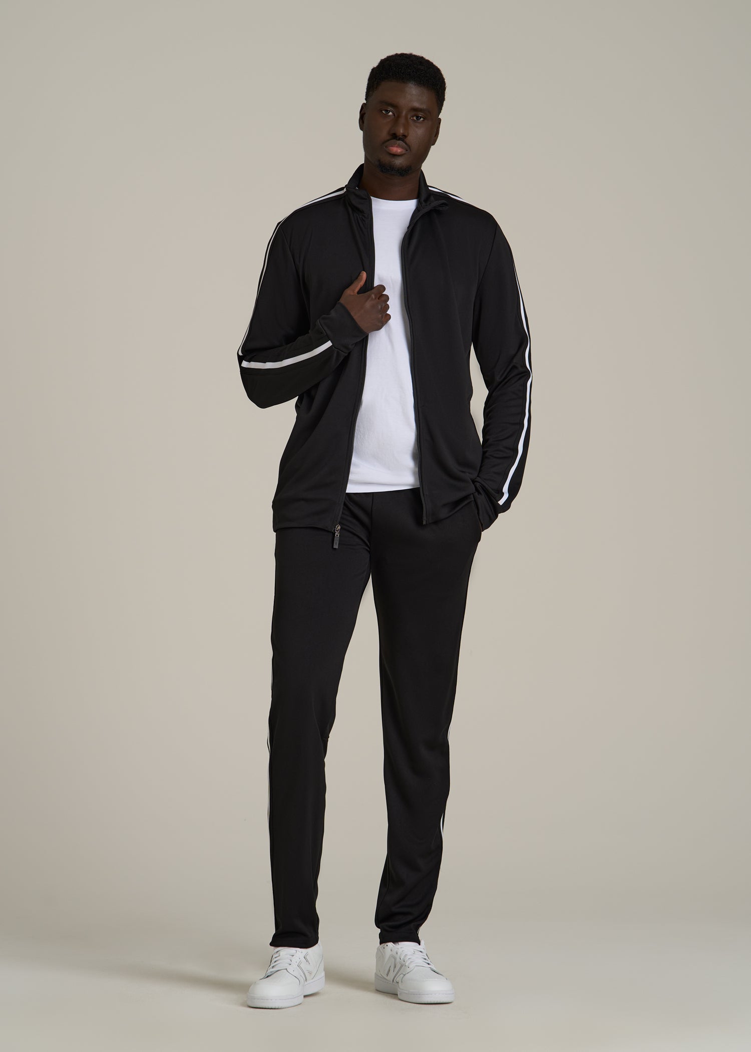 Athletic Stripe Jacket for Tall Men in Black-White Stripe