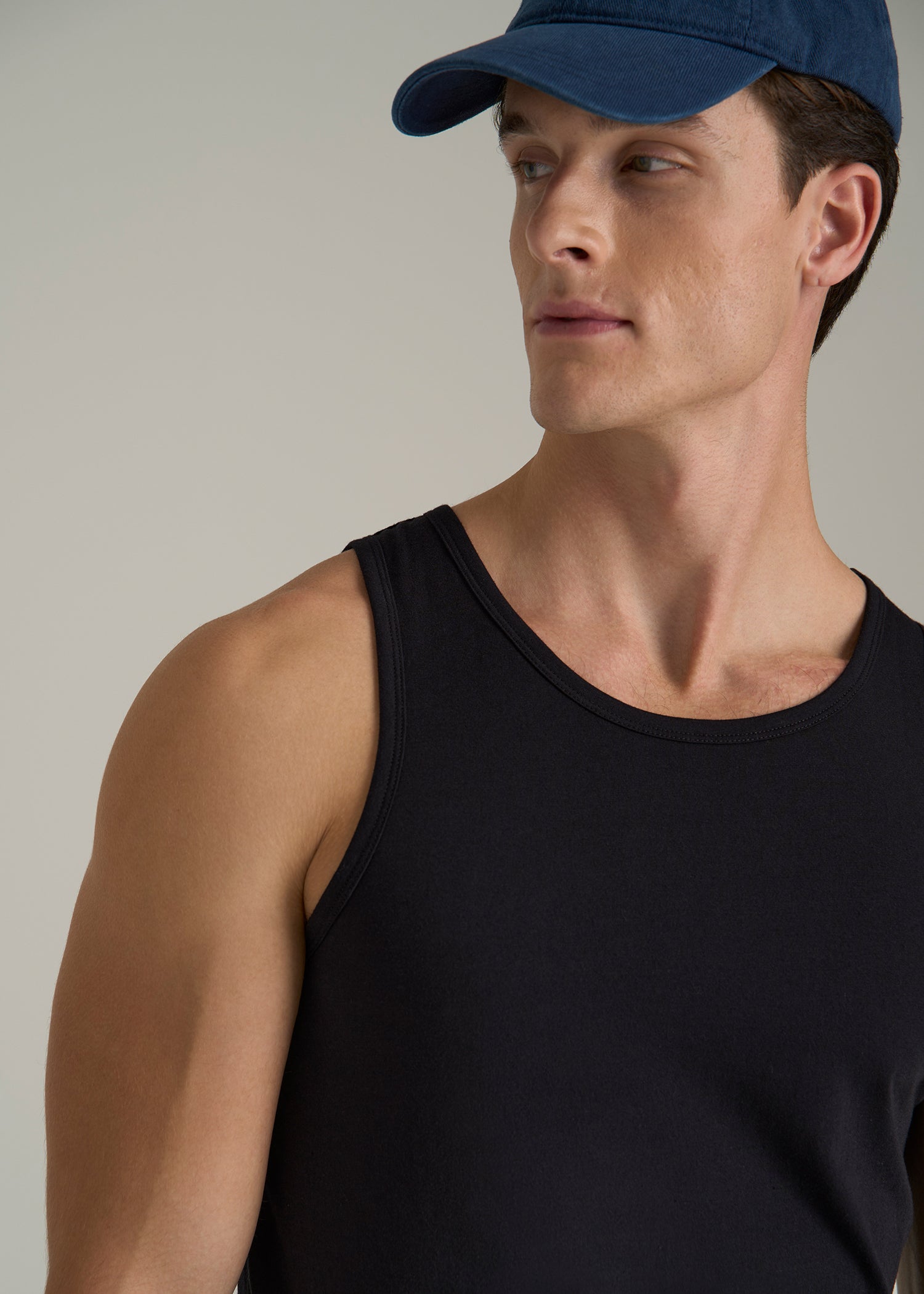 The Essential Slim Fit Beach Tank Top for Tall Men in Black