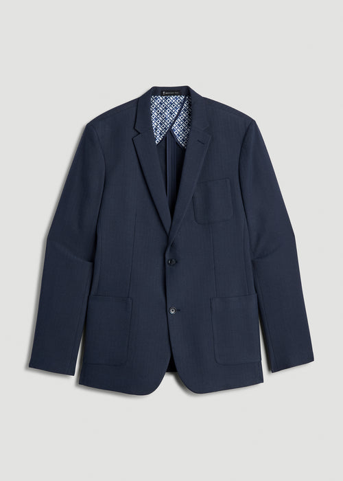 Core Blazer for Tall Men in Navy Blue Herringbone
