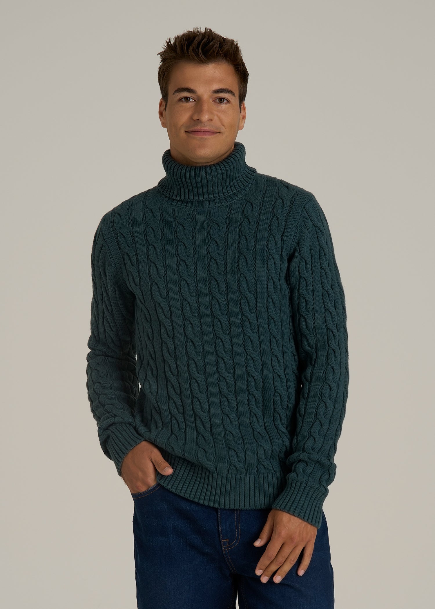 Cable Knit Turtleneck for Tall Men American Tall