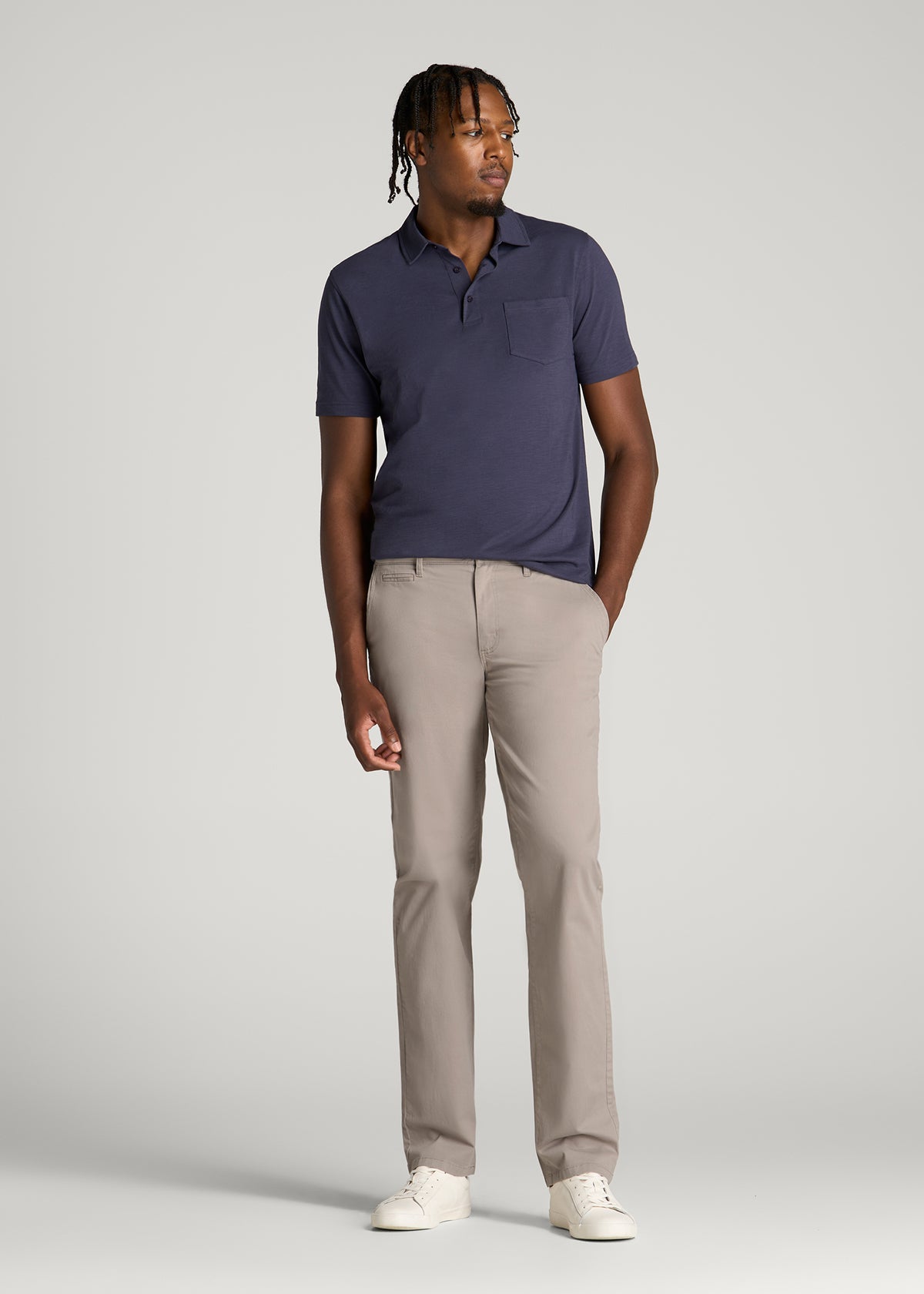 Carman Tapered Fit Chino Pants for Tall Men in Moon Rock