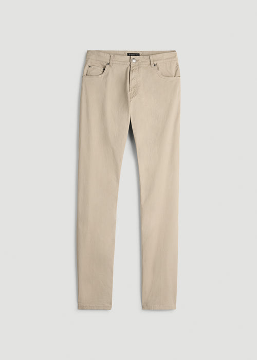 Carman TAPERED Fit Five Pocket Pants for Tall Men in Desert Khaki