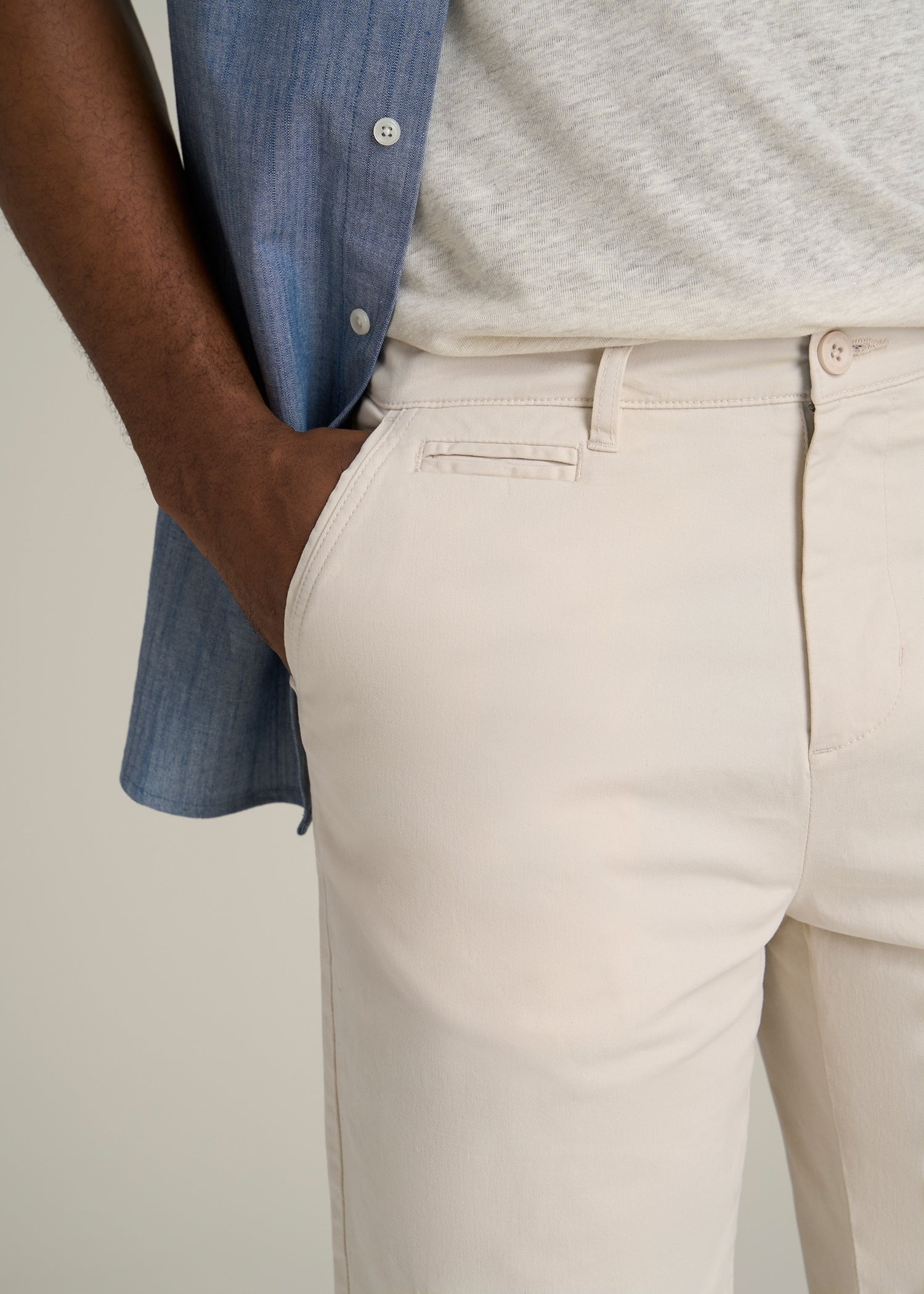 Chino Shorts for Tall Men in Chalk